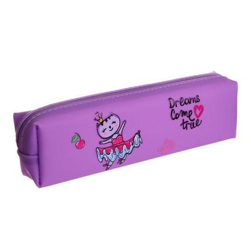 Пенал школьный на молнии «Кошечка», МИКС