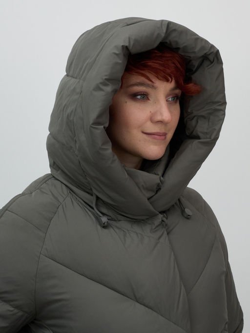 Пальто двубортная зимнее утепленное женское зеленого цвета 7732Z - Visdeer фото 8