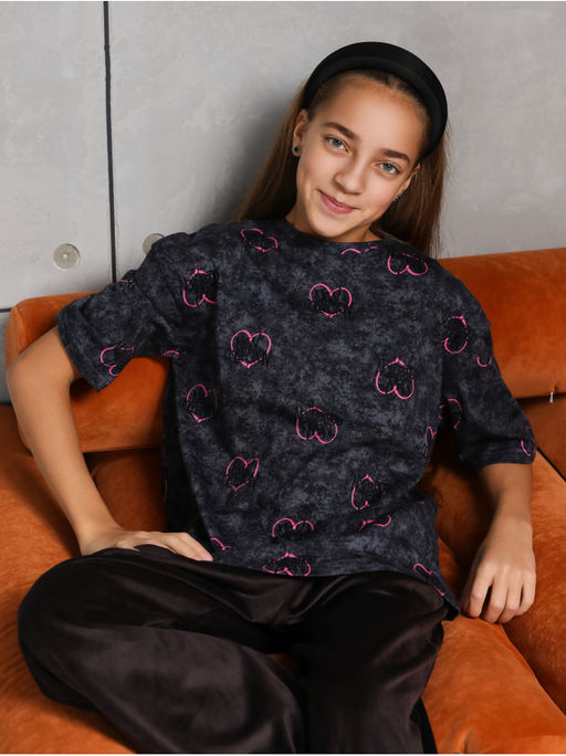 Футболка "Принт" Графит Девочка