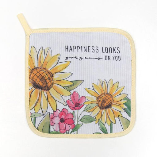 Прихватка Доляна Подсолнухи 17х17см габардин, 35% хлопок, 65% п/э, ватин 250г/м2  фото 2