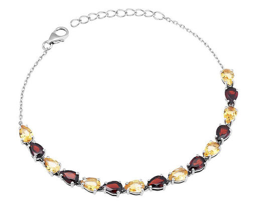 Браслет, гранат , цитрин, Капелла