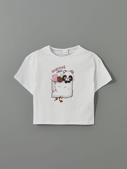 Bisiklet Yaka Bask?l? K?z ?ocuk Pijama ?st