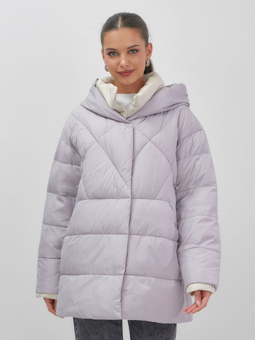 Куртка женская зимняя с капюшоном большого размера фиолетового цвета 1170F - Mtforce фото 2