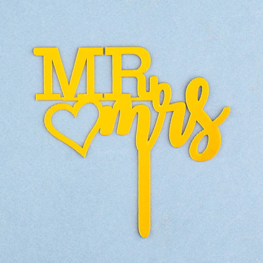 Цена за 5 шт. Топпер для торта Mr&Mrs, золото - Дарим Красиво фото 3