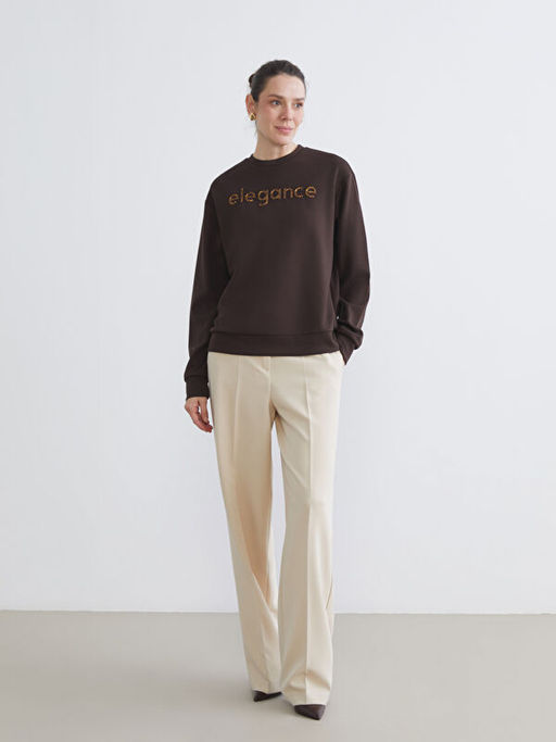 Bisiklet Yaka Ta?l? Kad?n Sweatshirt