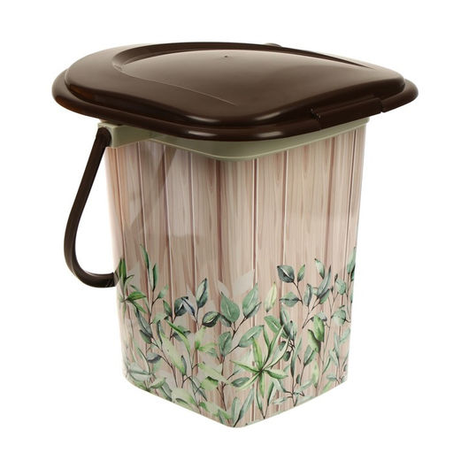 Ведро - туалет, h=38 см, 17 л, съёмный стульчак, бежевое, крышка МИКС