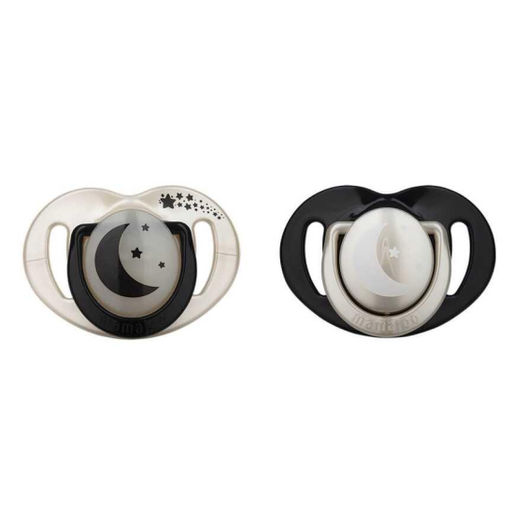 Двойная ортодонтическая пустышка с боксом для хранения 6+, Pearl & Black / Day & Night 2 шт 7124593