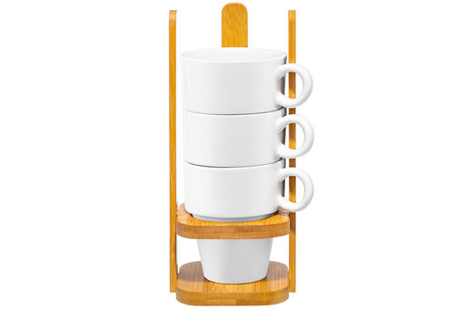 Набор 4 кружек 170 мл 10,5*8,5*21 см Айсберг на дерев. подставке - Elan gallery фото 7