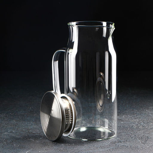 Кувшин для воды Magistro «Стиль», 1.05 л, 14.5×10×22 см, с крышкой, стекло, прозрачный