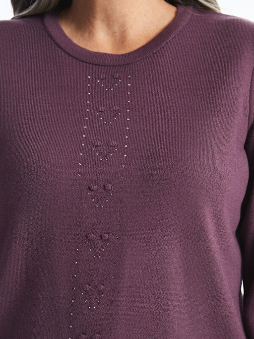 Bisiklet Yaka Ta?l? Kad?n Triko Kazak