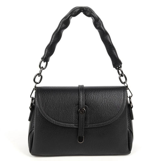 Женская сумка через плечо из эко кожи с тремя отделениями под клапаном 9802 Блек - Cidirro фото 2