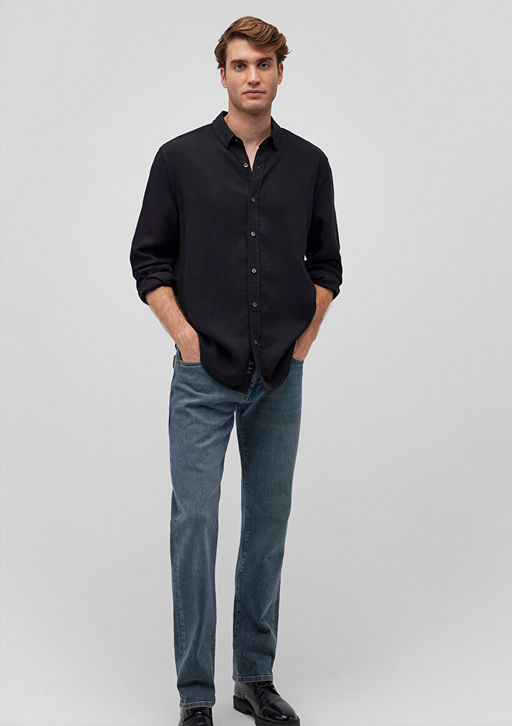 Siyah Tencel TM Lyocell Siyah Gomlek - Mavi фото 2