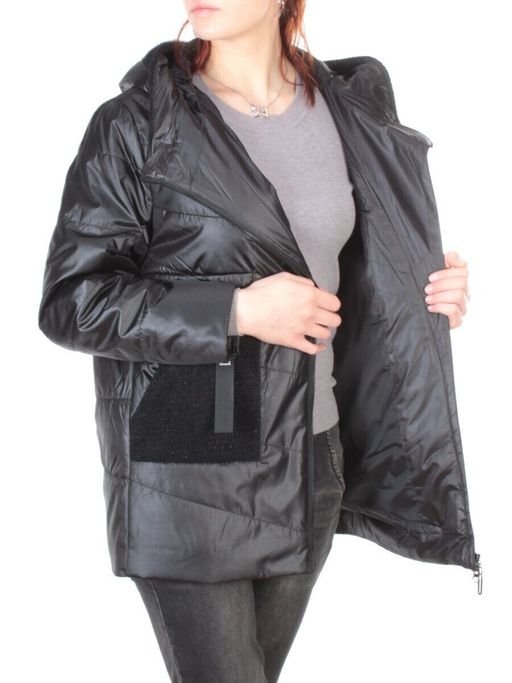 22-307 BLACK Куртка демисезонная женская AKiDSEFRS (синтепон 100 гр.) - Фабричный китай фото 8