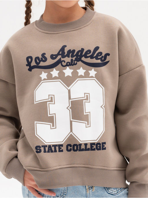 Свитшот "33" детский девочка капучино