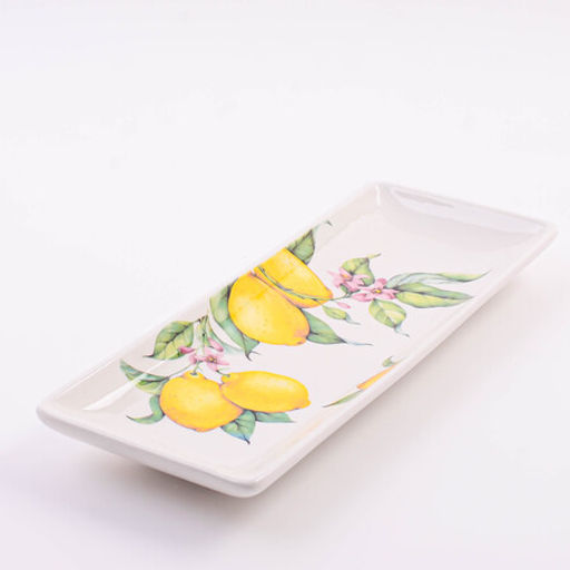 60179 Блюдо сервировочное прямоугольное Лимонный праздник доломит LR (х24)