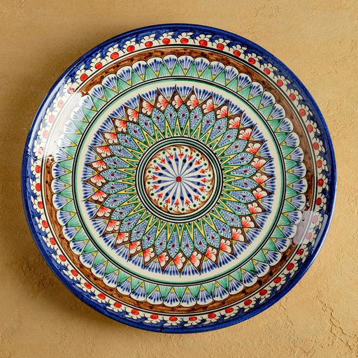 Ляган узбекский Риштанская Керамика «Узор», d=31 см, синий