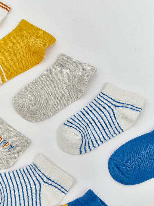 Bask?l? Erkek Bebek Patik ?orap 10lu