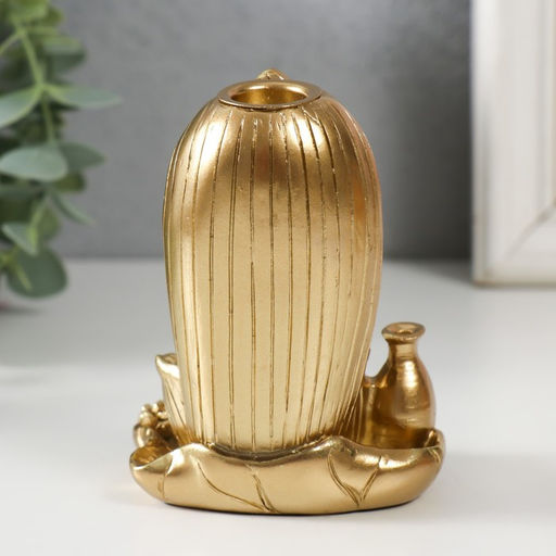 Подставка для благовоний, конусов «Маленький Будда», полистоун, золото, 6.1×7.5×10 см