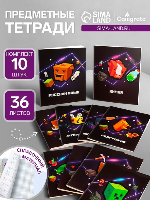 Набор предметных тетрадей А5, 36 листов Сalligrata Пиксели, 10 предметов