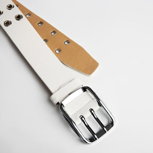 Ремень женский, ширина 4 см, люверсы, винт, пряжка металл, цвет белый - Simaland фото 4