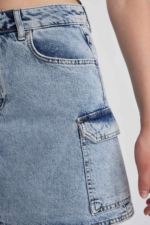 Джинсовая мини-юбка Cargo Fit из 100 % хлопка - Defacto фото 6