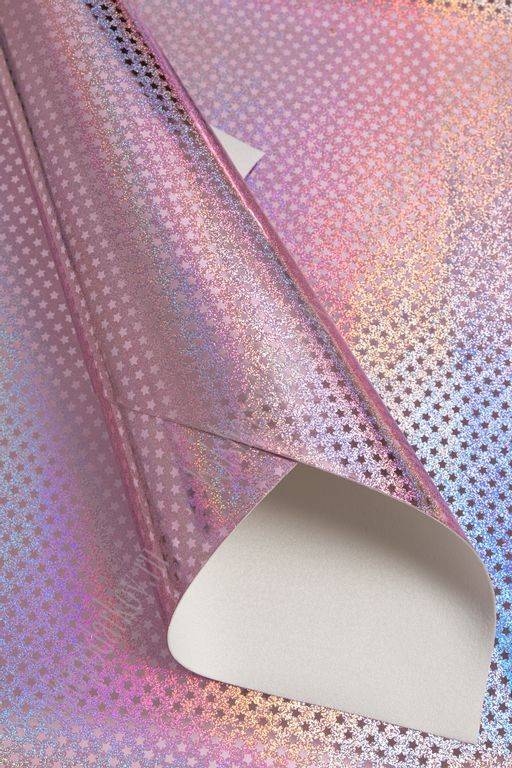 Кожзам голографик "Звездочки" А4 (5 листов) SF-5839, светло-розовый №5