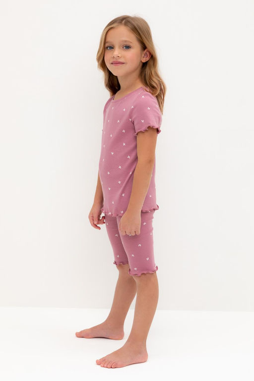 К 1632/пепельная роза,мини листики пижама для дев