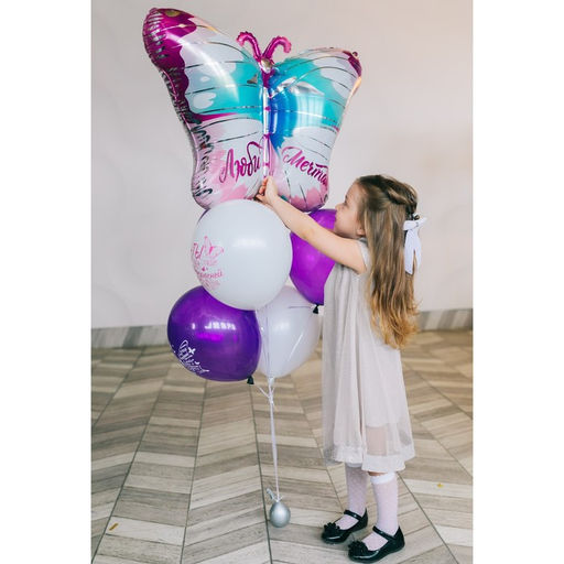 Цена за 3 шт. Воздушный шар фольгированный 23" «Бабочка»