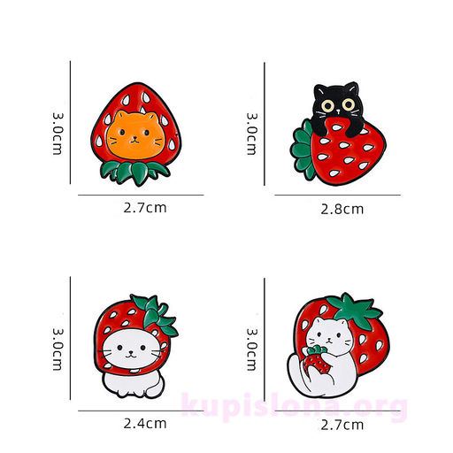 Брошь-значок Strawberry cat - Купи слона фото 3