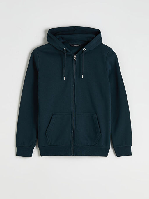 Kap??onlu Uzun Kollu Erkek Fermuarl? Sweatshirt