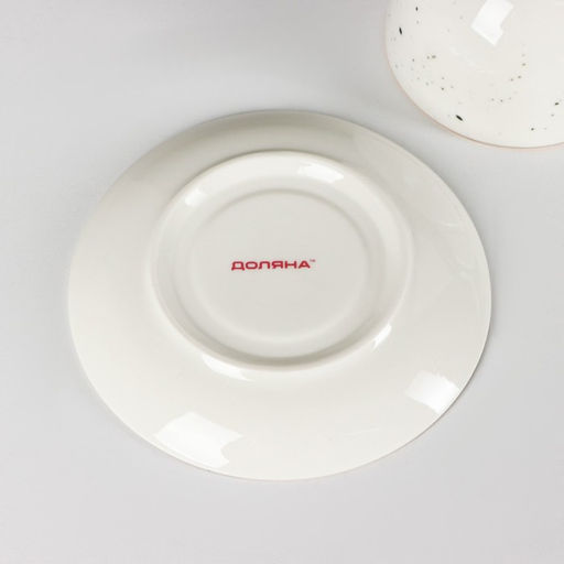 Чайная пара фарфоровая Доляна Млечный путь, 2 предмета: чашка 220 мл, блюдце d=13,5 см, цвет белый в крапинку  фото 5