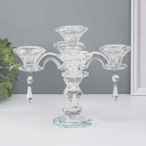 Стеклянный подсвечник на 5 свечей «Канделябр», 19×23×23 см