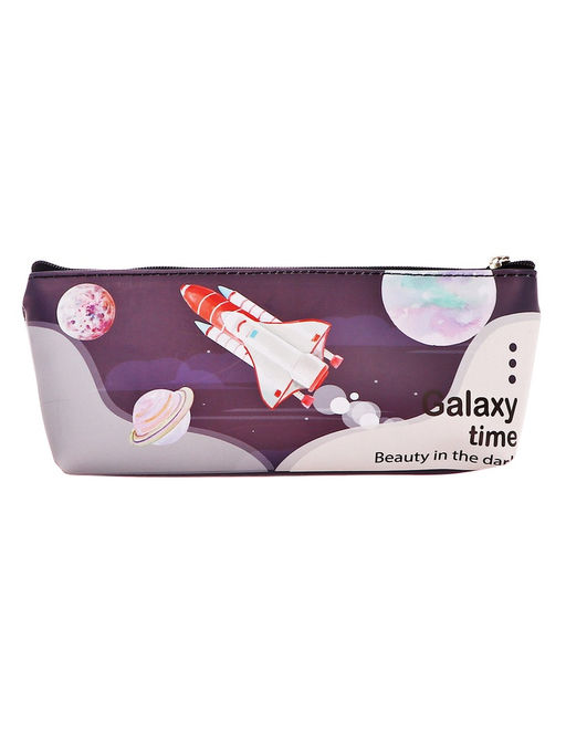 Пенал школьный на молнии Calligrata Ракета, 1 отделение, плоский, с рисунком, с подвеской, чёрный  фото 3