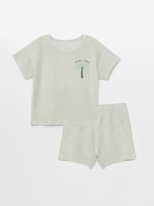 Bisiklet Yaka K?sa Kollu Bask?l? Erkek Bebek Pijama Tak?m