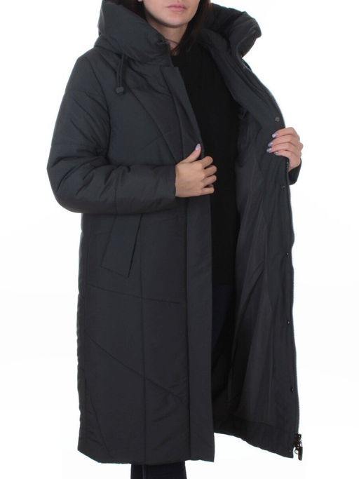 A616 DK. GRAY Пальто зимнее женское (верблюжья шерсть, 120 гр. холлофайбер)