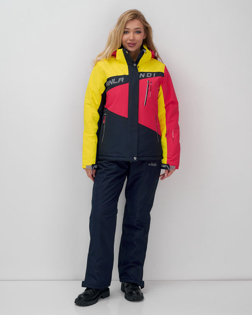 Горнолыжный костюм женский зимний темно-синего цвета 02803TS