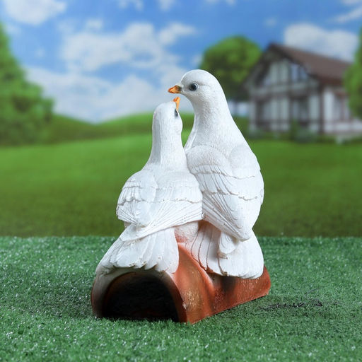 Садовая фигура из полистоуна «Голуби Пара на трубе», 25×14×22 см