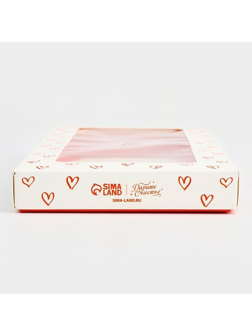 Цена за 3 шт. Коробка для шоколада «Сердечки», с окном, 9.4 х 1.7 х 18.4 см