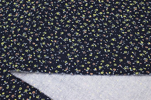 Микровельвет Маленькие лютики на чернильном, ш.1.1м, хлопок-100%, 130гр/м.кв - Купава фото 4