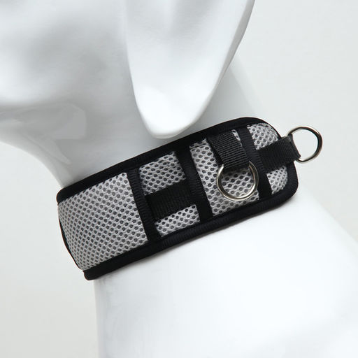 Ошейник дышащий для собак средних и крупных пород, размер М, 34-50 х 6 см, серый - Пижон фото 2