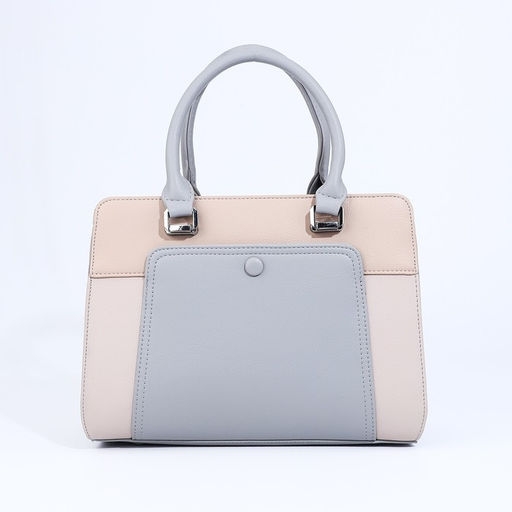 Сумка тоут на молнии, наружный карман, длинный ремень, цвет бежевый/серый