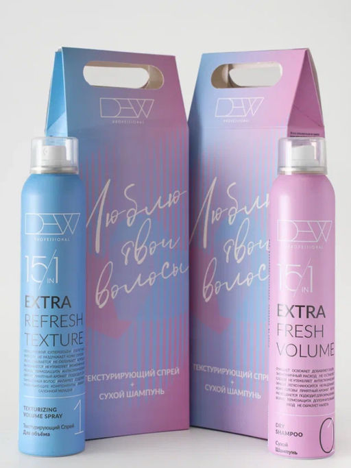 DEW Professional Набор для волос: Текстурирующий спрей + Сухой шампунь, 200 мл x 2