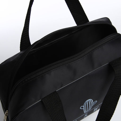 Косметичка-сумка на молнии, большая, с сеткой, Кактус, чёрная - Simaland фото 3