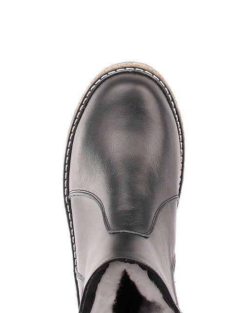 Ботинки женские на войлочной подошве, кожа, овчина, молния.