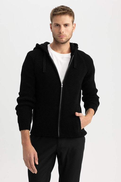 Кардиган из ткани Selanik стандартной посадки с капюшоном - Defacto фото 6