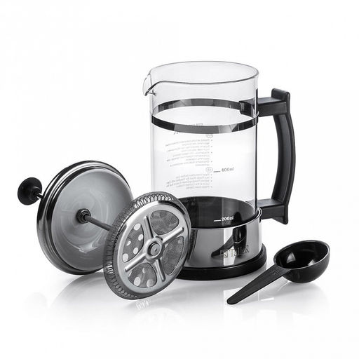 Френч-пресс корпус из нержавеющей стали "Аден" 600мл, колба из боросиликатного стекла s2мм, корпус s0,8мм, пресс-фильтр s0,3мм, пластмассовая ручка, мерная ложка, буклет с рецептами, "TalleR" (Китай)