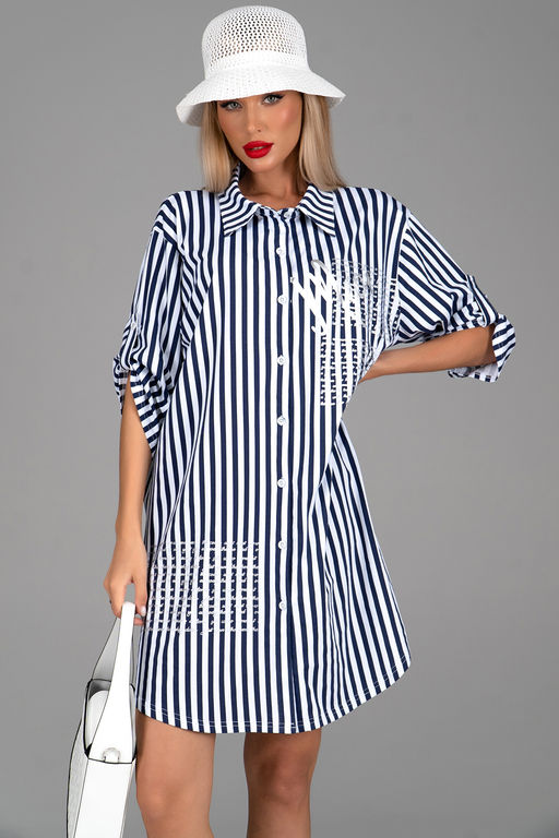 Платье  рубашка Молли (крупная полоска) - Эльза фото 13