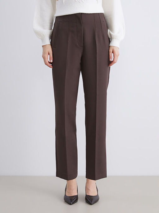 Y?ksek Bel Cigarette Pileli Kad?n Pantolon