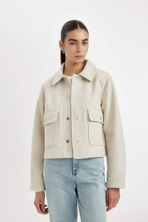 Куртка стандартного кроя с воротником-поло и строчкой - Defacto фото 3