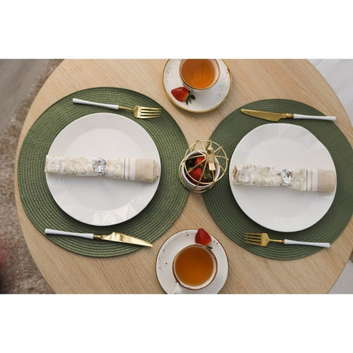 Цена за 12 шт. Салфетка сервировочная на стол Доляна Лофт, d=38 см, цвет зелёный  фото 8